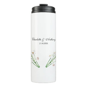 Bouteilles Isothermes Mariage Élégant Créatif Floral Blanc Chic