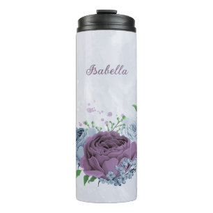 Bouteilles Isothermes Mariage floral bleu poussiéreux violet 
