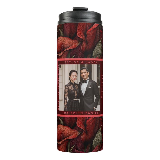 Bouteilles Isothermes Mariage rustique sur le thème des callas rouges cl (Devant)