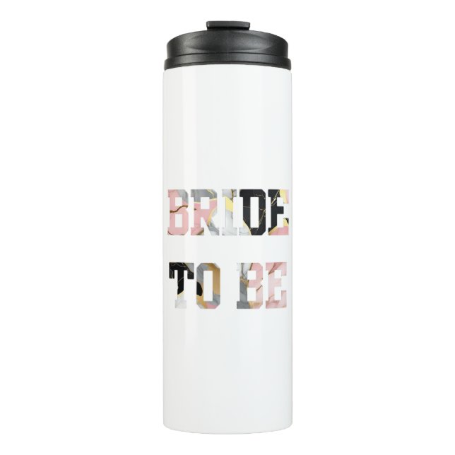 Bouteilles Isothermes Mariée en marbre rose et or (Devant)