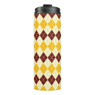 Bouteilles Isothermes Marron - Jaune Motif Tartan Écossais