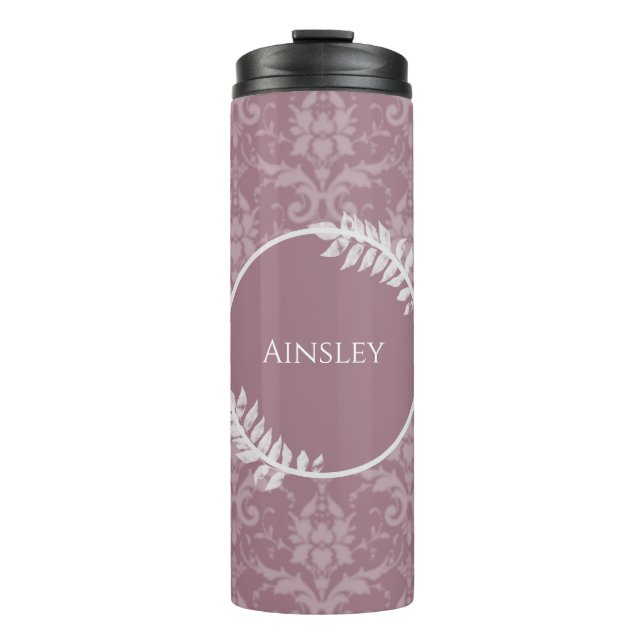 Bouteilles Isothermes Mauve Elegant Damask Personnalisé Thermal Tumbler (Devant)