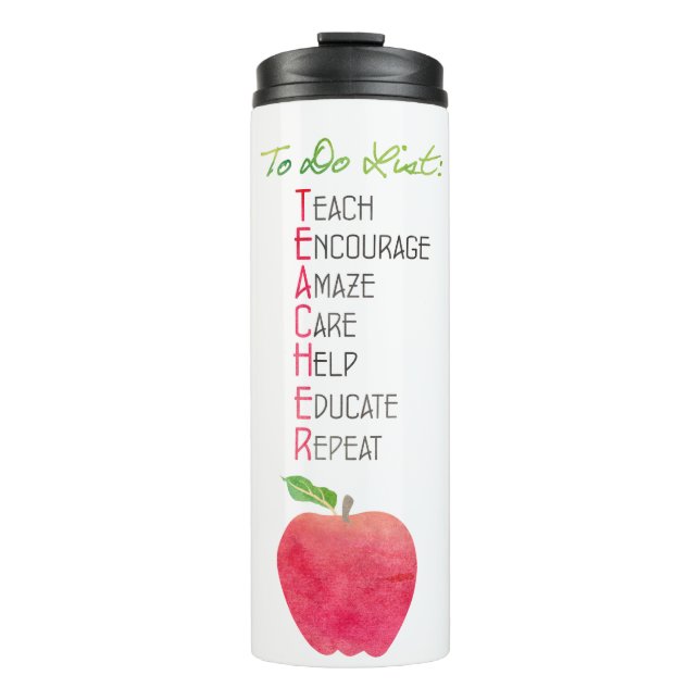 Bouteilles Isothermes Meilleur enseignant jamais Apple aquarelle personn (Devant)