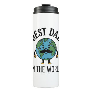 Bouteilles Isothermes Meilleur Papa du Monde Earth Moustache Shirt Desig