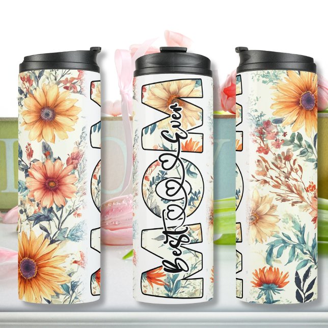 Bouteilles Isothermes Meilleure maman Fleurs jaunes jamais (Best Mom Ever yellow flowers Thermal Tumbler)