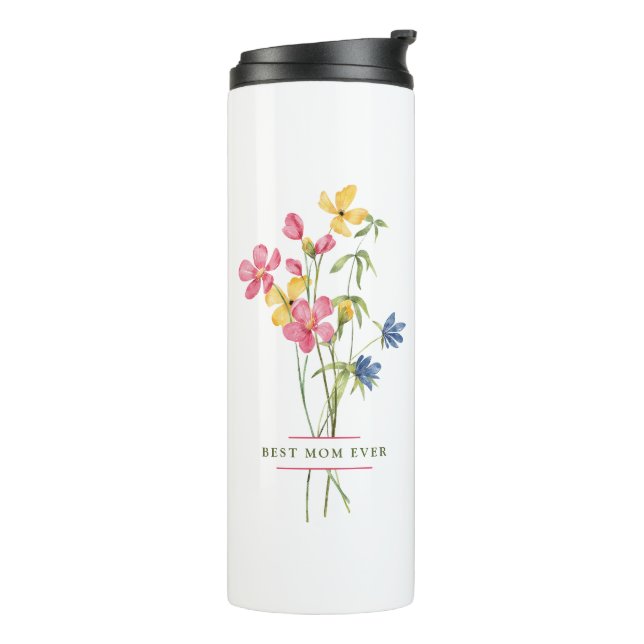 Bouteilles Isothermes Meilleure maman jamais Fleur sauvage Bouquet (Tourné sur la gauche)