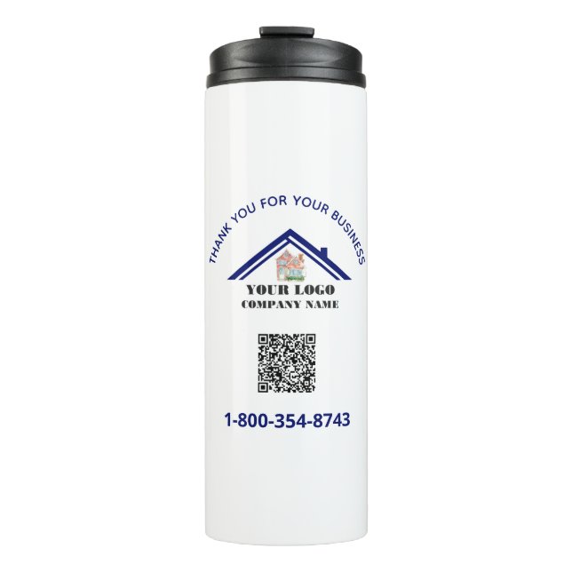 Bouteilles Isothermes Merci et votre logo d'entreprise Code QR (Devant)
