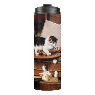 Bouteilles Isothermes Mère Chat et chatons sur table