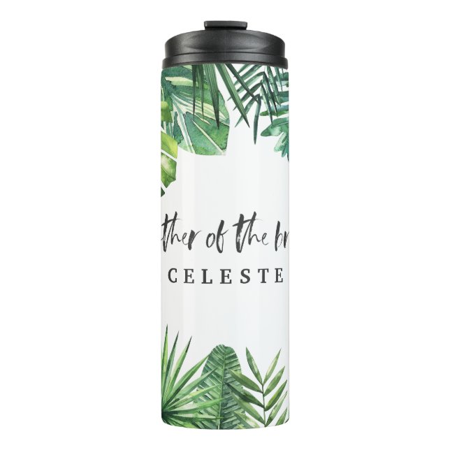 Bouteilles Isothermes Mère de la mariée aquarelle feuille tropicale (Devant)