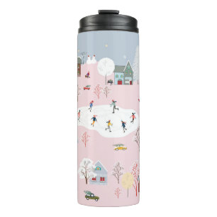Bouteilles Isothermes Merveilles d'hiver : mignon motif de village