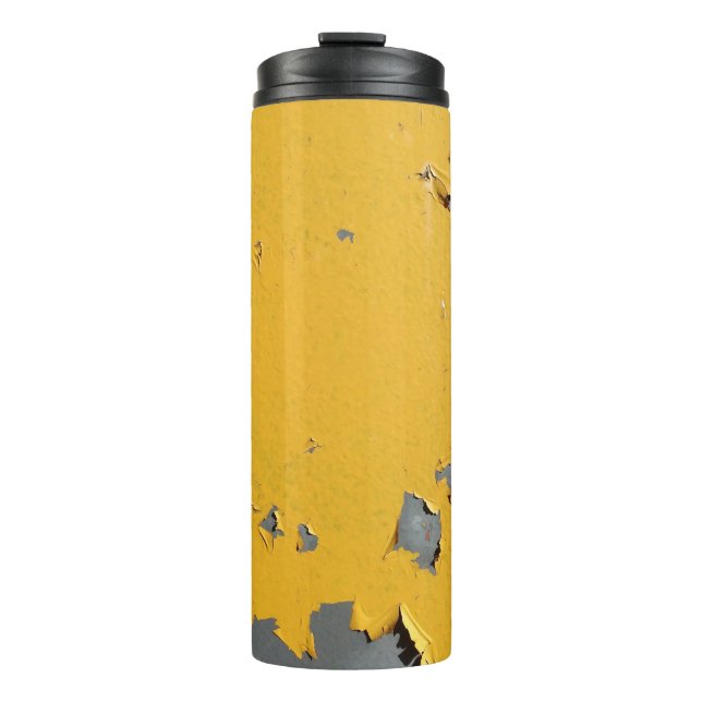 Bouteilles Isothermes Métal jaune fissuré : texture sale. (Devant)