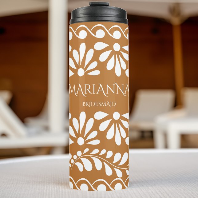 Bouteilles Isothermes Mexicaine Talavera Bridesmaids Cadeaux personnalis (Mexican Talavera Bridesmaids Gifts personalized Thermal Tumbler bridal party practical favors)