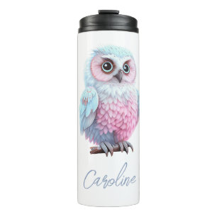 Bouteilles Isothermes Mignon Hibou de Dessin Animé Rose et Bleu Pastel
