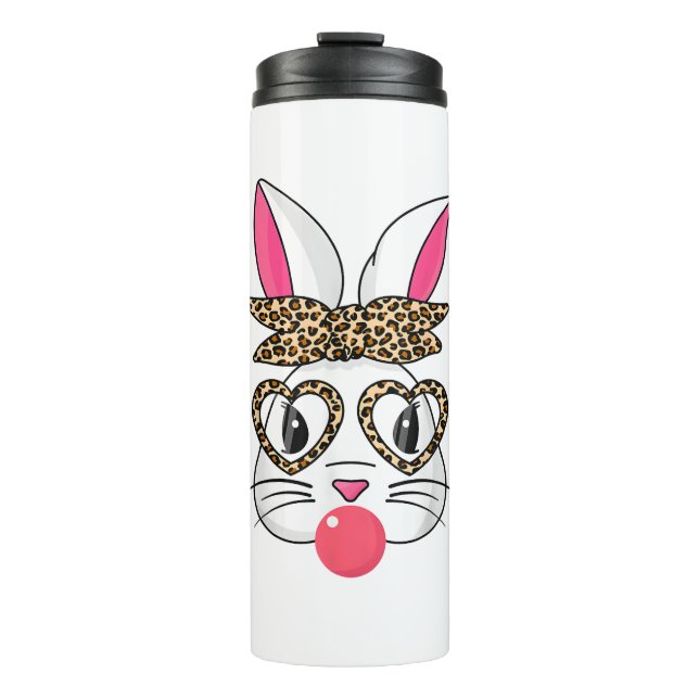 Bouteilles Isothermes Mignonne Lapin Avec Léopard Bandana Lunettes de Co (Devant)