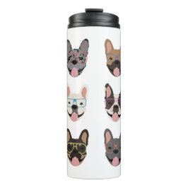 Bouteilles Isothermes Mignons Bulldogs français portant des lunettes