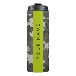 Bouteilles Isothermes Modèle de camouflage gris, Votre nom, Personnalise
