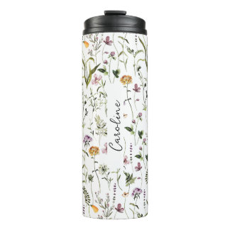 Bouteilles Isothermes Modèle de jardin de fleurs sauvages nom personnali
