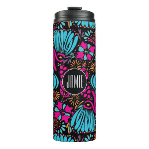 Bouteilles Isothermes Modèle floral bleu rose rose personnalisé