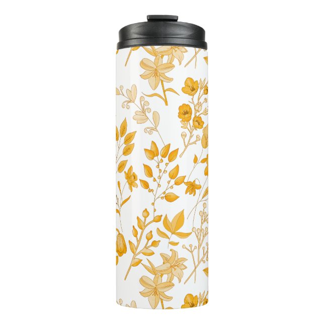 Bouteilles Isothermes Modèle Floral d'or pour l'automne (Devant)