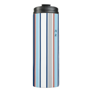 Bouteilles Isothermes Moderne Bleu Blanc Gris Rouge Gris Monogramme