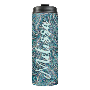 Bouteilles Isothermes Moderne Élégant Féminin Tourbillonnement Turquoise
