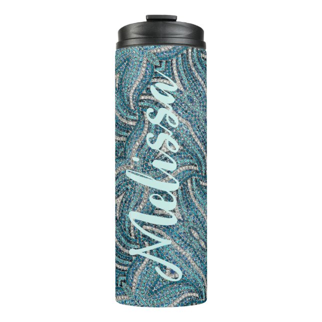 Bouteilles Isothermes Moderne Élégant Féminin Turquoise Tourbillon Nom P (Devant)