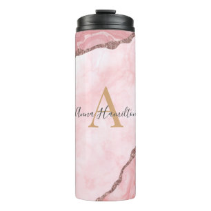 Bouteilles Isothermes Moderne Elégant rose pâle Agate Géode Monogramm