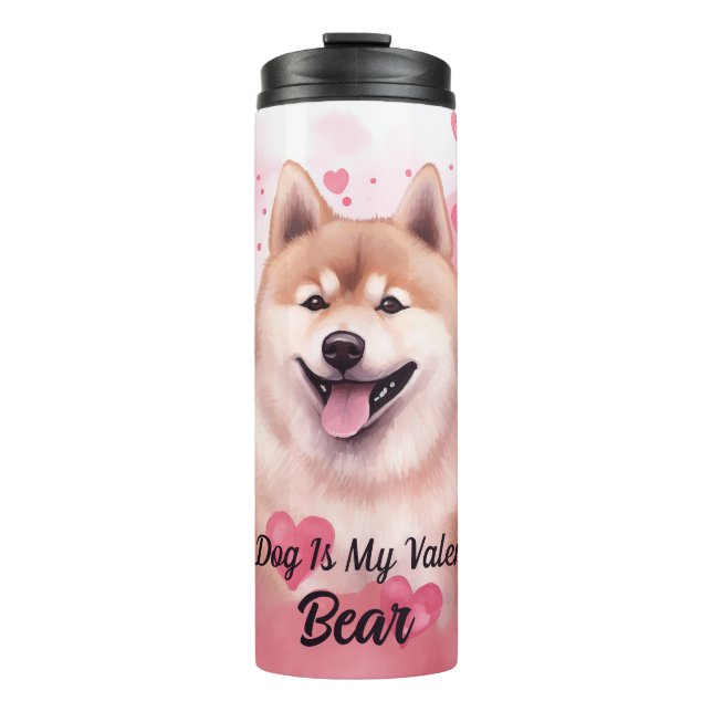 Bouteilles Isothermes Mon Chien Akita Est Mon Nom Personnalisé Valentin (Devant)