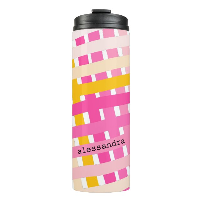 Bouteilles Isothermes Monogram Modern Pink Yellow Check Plaid Girly  (Devant)