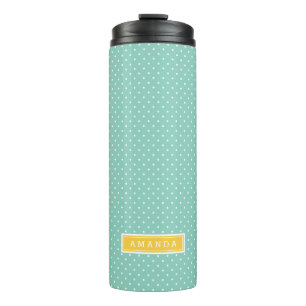 Bouteilles Isothermes Monogramme Aqua et Yellow Mince Dots