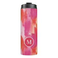 Monogramme Aquarelle Rose Orange Abstrait