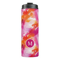 Monogramme Aquarelle Rose Orange Abstrait