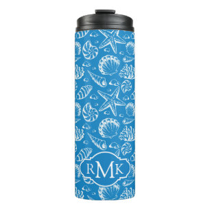 Bouteilles Isothermes Monogramme bleu du motif   de plage