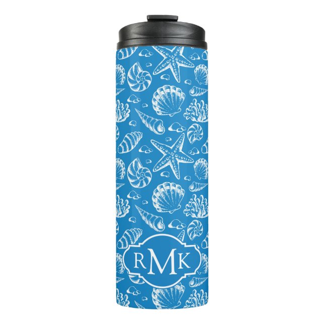 Bouteilles Isothermes Monogramme bleu du motif | de plage (Devant)