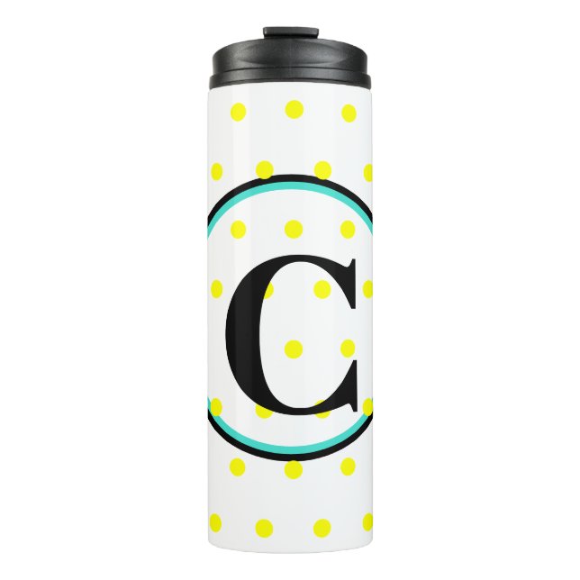 Bouteilles Isothermes Monogramme Bleu Jaune Pois (Devant)