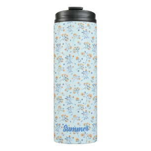 Bouteilles Isothermes Monogramme Bleu Motif Floral Paruline thermique