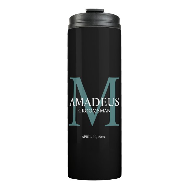 Bouteilles Isothermes Monogramme Bleu Tumbler thermique nommé (Devant)