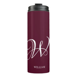 Bouteilles Isothermes Monogramme Bourgogne Elégant Personnalisé Initial