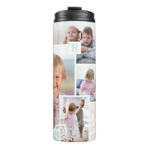 Bouteilles Isothermes Monogramme Collage photo multiple Chic Floral Desi
