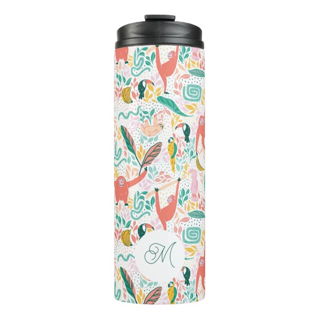 Bouteilles Isothermes Monogramme Colorful Happy Jungle Animaux (Devant)