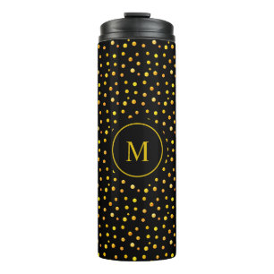 Bouteilles Isothermes Monogramme & Confettis Dorés sur Fond Noir