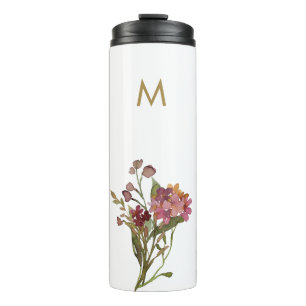 Bouteilles Isothermes Monogramme d'aquarelle florale rose-bourgogne mode
