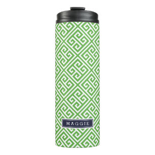 Bouteilles Isothermes Monogramme de clé bleu marine et vert grec