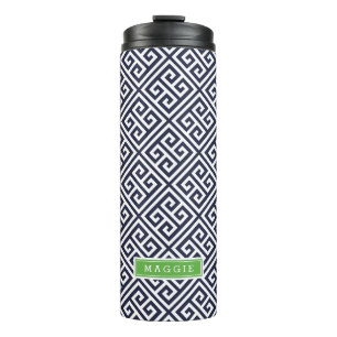 Bouteilles Isothermes Monogramme de clé bleu marine et vert grec