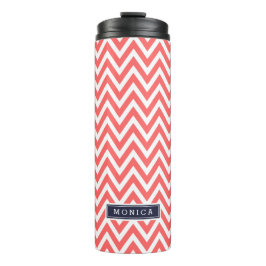 Bouteilles Isothermes Monogramme de corail et bleu marine Chevron