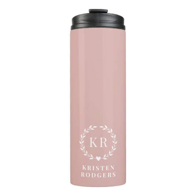 Bouteilles Isothermes Monogramme de crête de couronne de laurier rose (Devant)