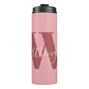 Bouteilles Isothermes Monogramme de fille et nom rose roux