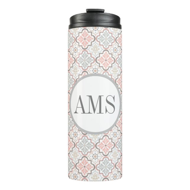 Bouteilles Isothermes Monogramme de fleurs marocaines Personnalisé (Devant)