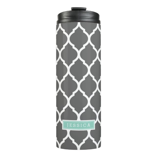 Bouteilles Isothermes Monogramme de fusain et de quatrefoil marocain Aqu (Devant)