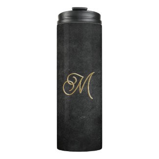 Bouteilles Isothermes Monogramme de luxe minimaliste noir & or Vintage